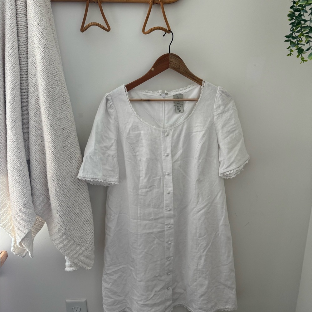 Joie White Lace-Trimmed Blouse